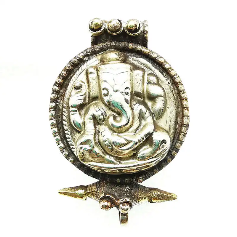 Indian Ganesh Tibetan Buddhist Prayer Box Antiqued Copper Amulet GAU TGB028 | Pendants