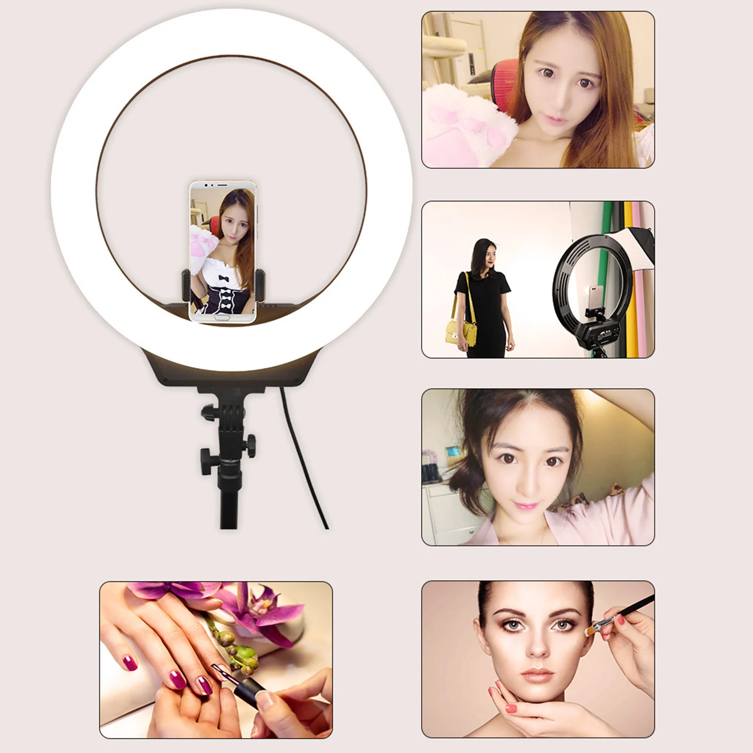 16 Inch Led Ring Light Rechargeable Fill Anchor with Lcd Screen for Live Broadcast Make Up | Электроника