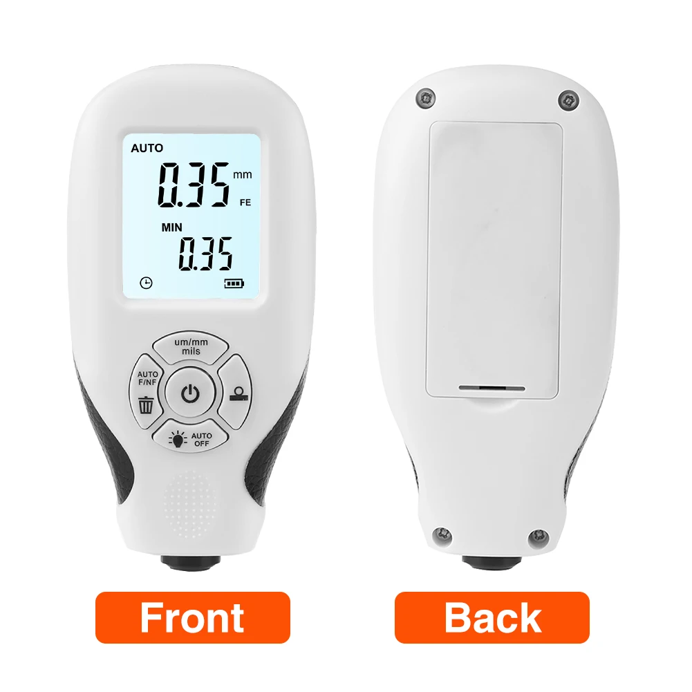 

LCD White Digital Display Measuring Tool Mini Car Portable Tester Durable Film ABS Battery Powered Coating Thickness Gauge