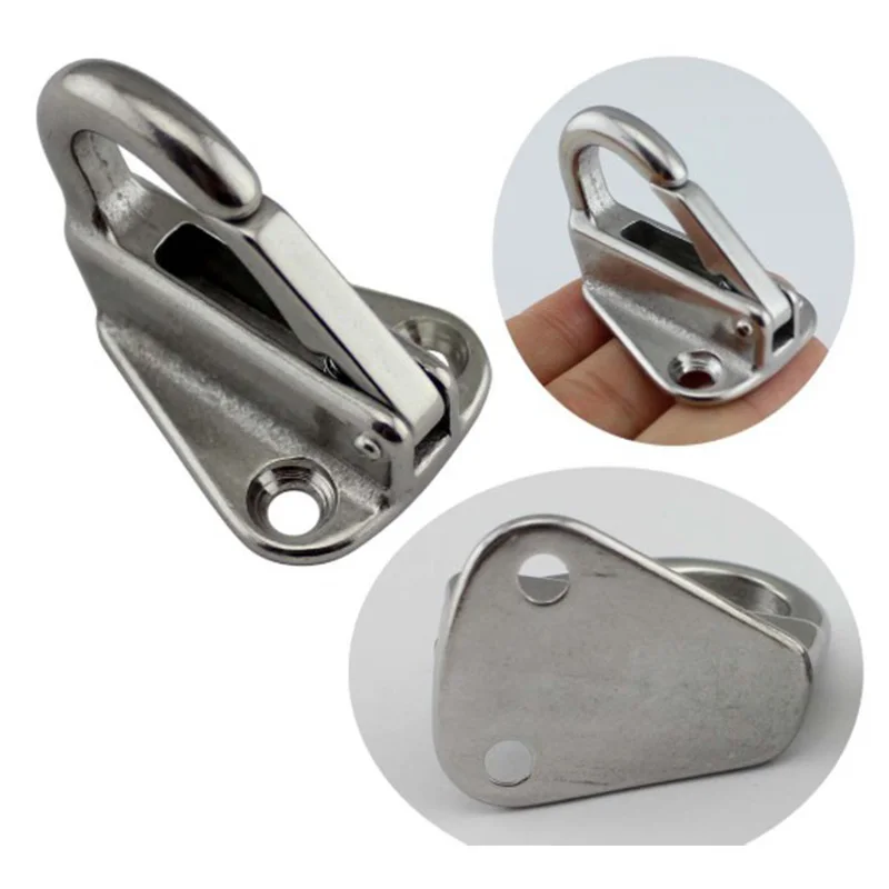 

10PCS Marine Boat Fender Marine Fending Hook with Closed Spring Clip Stainless Steel 316 Marine Boat Hardware