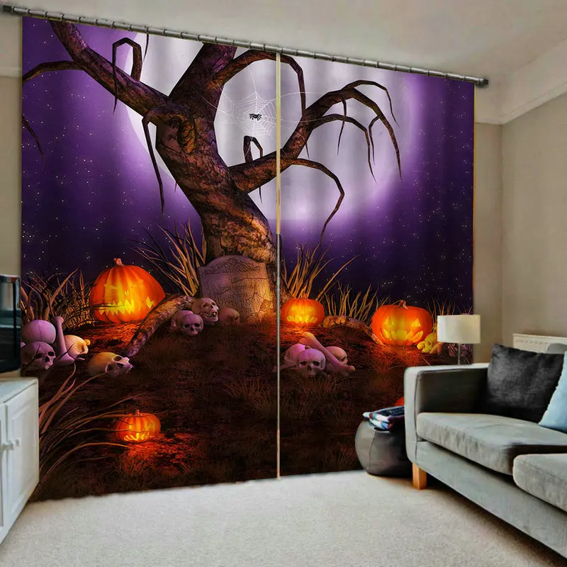 Хэллоуин украшения для дома затемненные 3D оконные шторы гостиной спальни cortinas