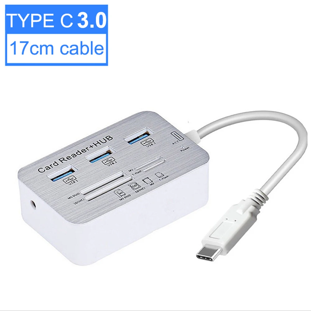 

USB 3.0 Multi-hub Combo Card Reader High-speed USB Hub With MS/M2/TF Card Reader 3-port USB Splitter For Notebook Computers