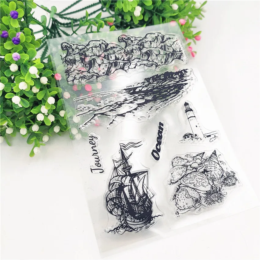 

Ocean Nautical lighthouse Clear Stamp Rubber Transparent Silicone Seal for DIY Scrapbooking Photo Album Template Crafts Decor