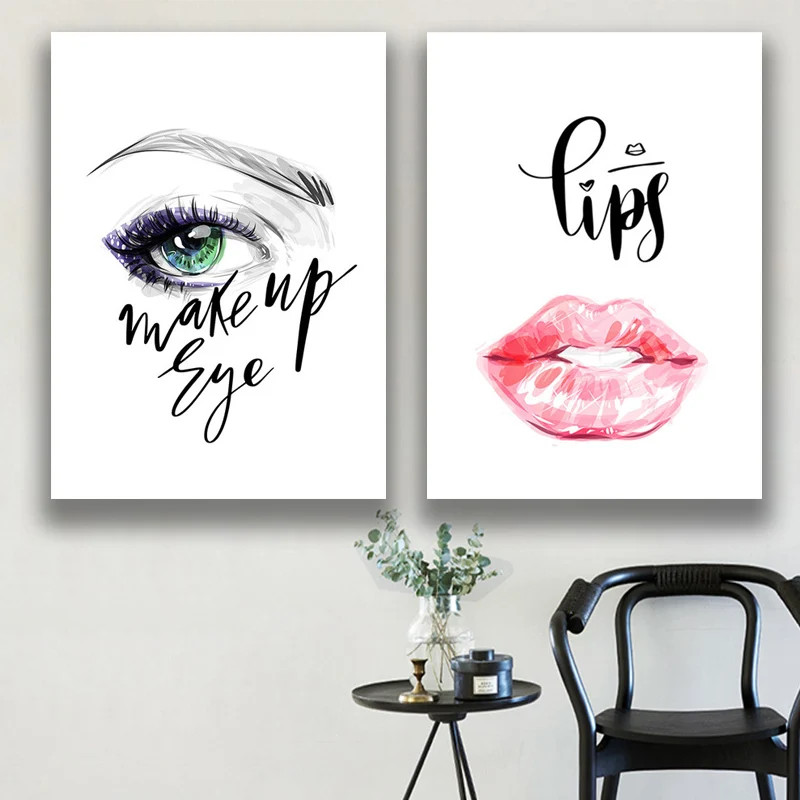 

Fashion Beauty Wall Art Canvas Painting Print Lips Art Canvas Poster Wall Pictures For Makeup Shop Modern Home Decor