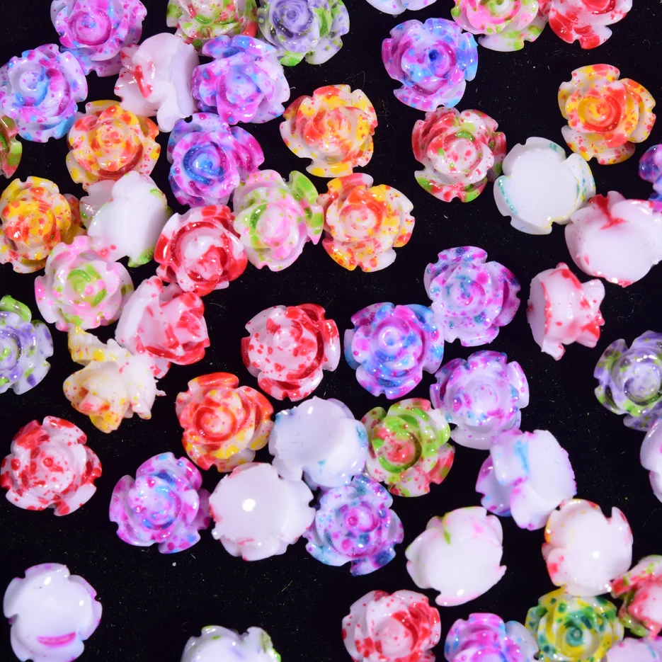 100 шт. 6 мм полимерный цветок розы для дизайна ногтей декор с плоской задней