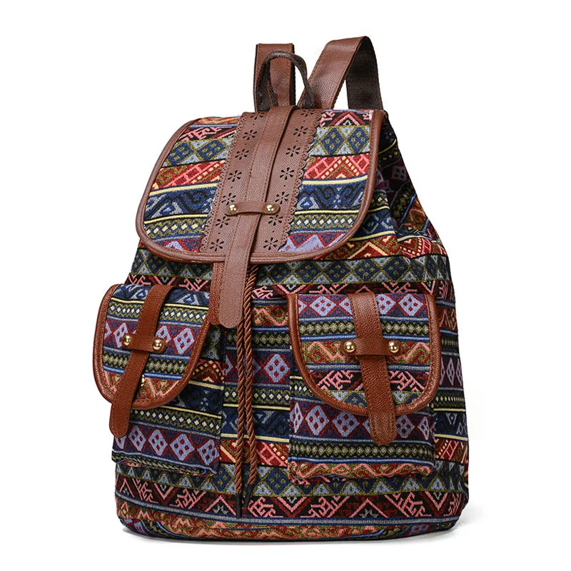 Брендовый женский рюкзак винтажный холщовый школьная сумка женские дорожные
