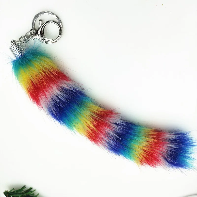 Новые 5 шт/упаковка красочные Искусственный Мех Хвост Брелок для ключей с