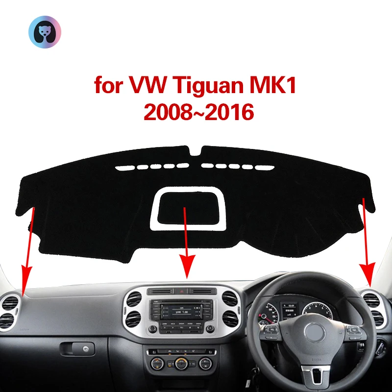 Противоскользящий коврик для приборной панели Volkswagen VW Tiguan MK1 фланелевый