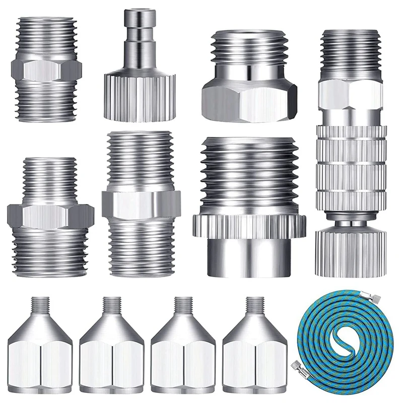 

13Pcs Airbrush Quick Release Coupling Disconnect Adapter Kit Disconnect Coupling, Braided Hose for Air Compressor