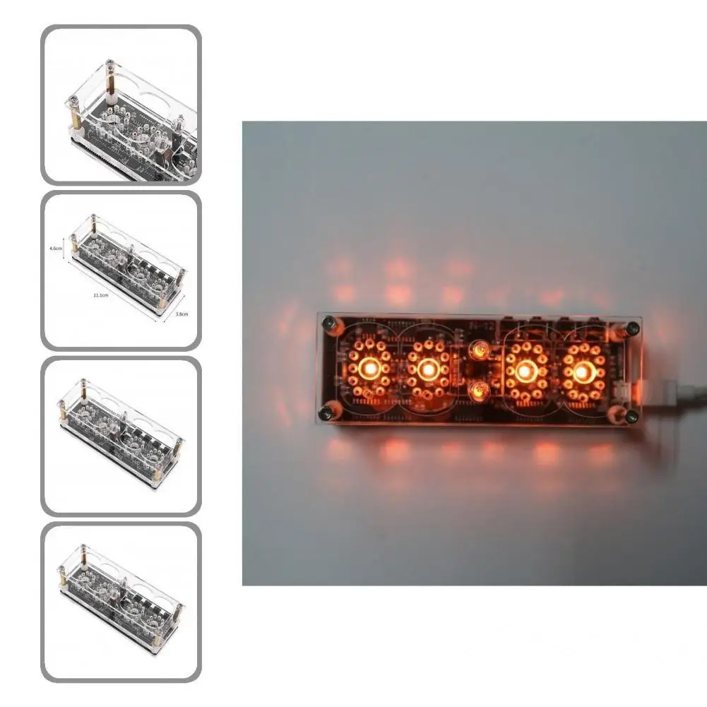 

Светильник кие винтажные настольные 4-битные часы Nixie Tube в стиле ретро, ночсветильник RGB, часы Nixie Tube, точные домашние приспособления