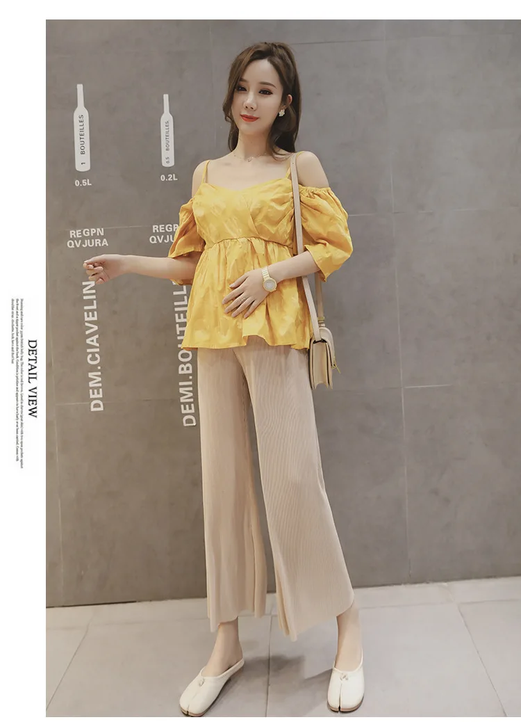 Pleuche широкие брюки свободные для беременных с низкой талией трусы Одежда женщин