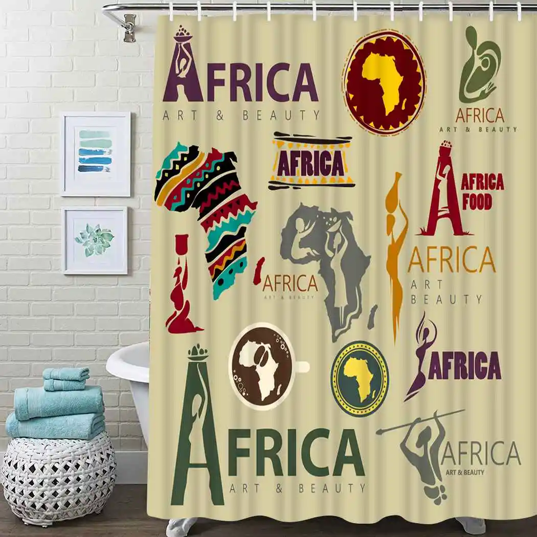 

Red Fire African Woman Shower Curtain Beauty Shower Curtain Waterproof Fabric For Bathroom Decor Shower Curtains Set with Hooks