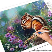 sale 5d diy diamond painting squirrel embroidery full round square drill cross stitch kits landscape mosaic pictures home decor