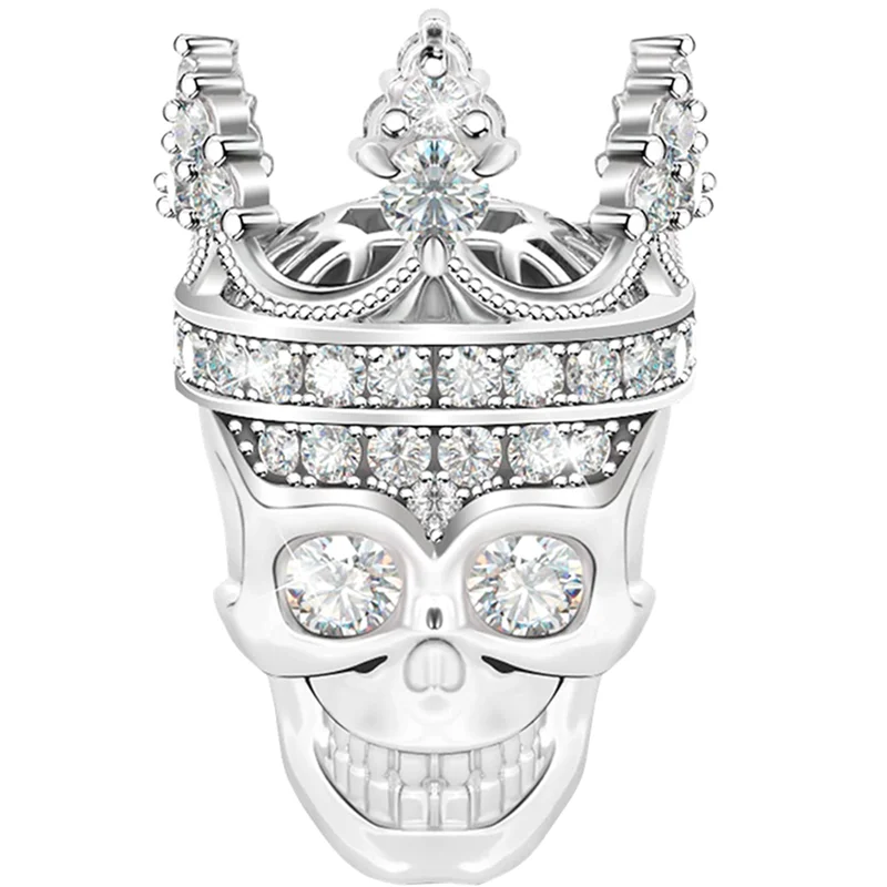 Подвеска в виде черепа с серебряной короной ювелирные изделия серебряным