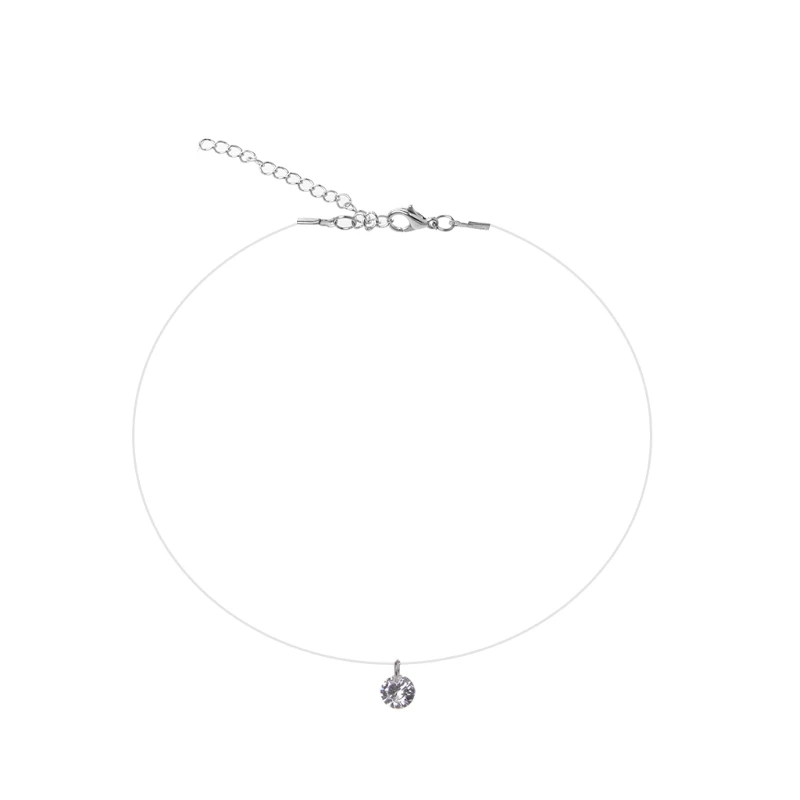

Invisible Cubic Zirconia Pendant Necklace Women Transparent Fishing Line Choker