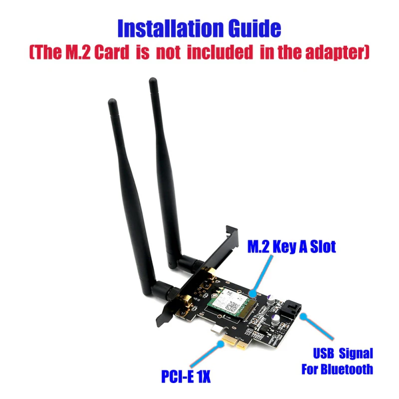 NGFF M.2 ключ A к PCI-e 1X адаптер для Wi-Fi и Bluetooth карты |
