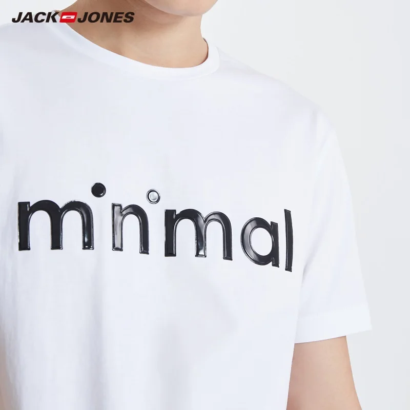 JackJones Мужская футболка с короткими рукавами 100% хлопок 3D принт буквами прямой крой