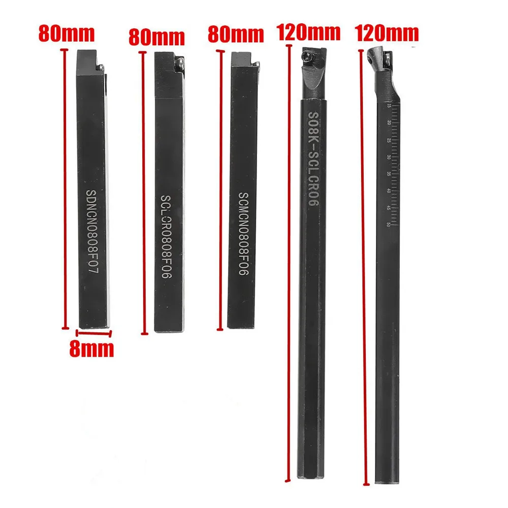 5pcs 8mm Shank Indexable Lathe Turning Tool Holder with CCMT060204 DCMT070204 Carbide Inserts for CNC Machine New Arrival | Инструменты