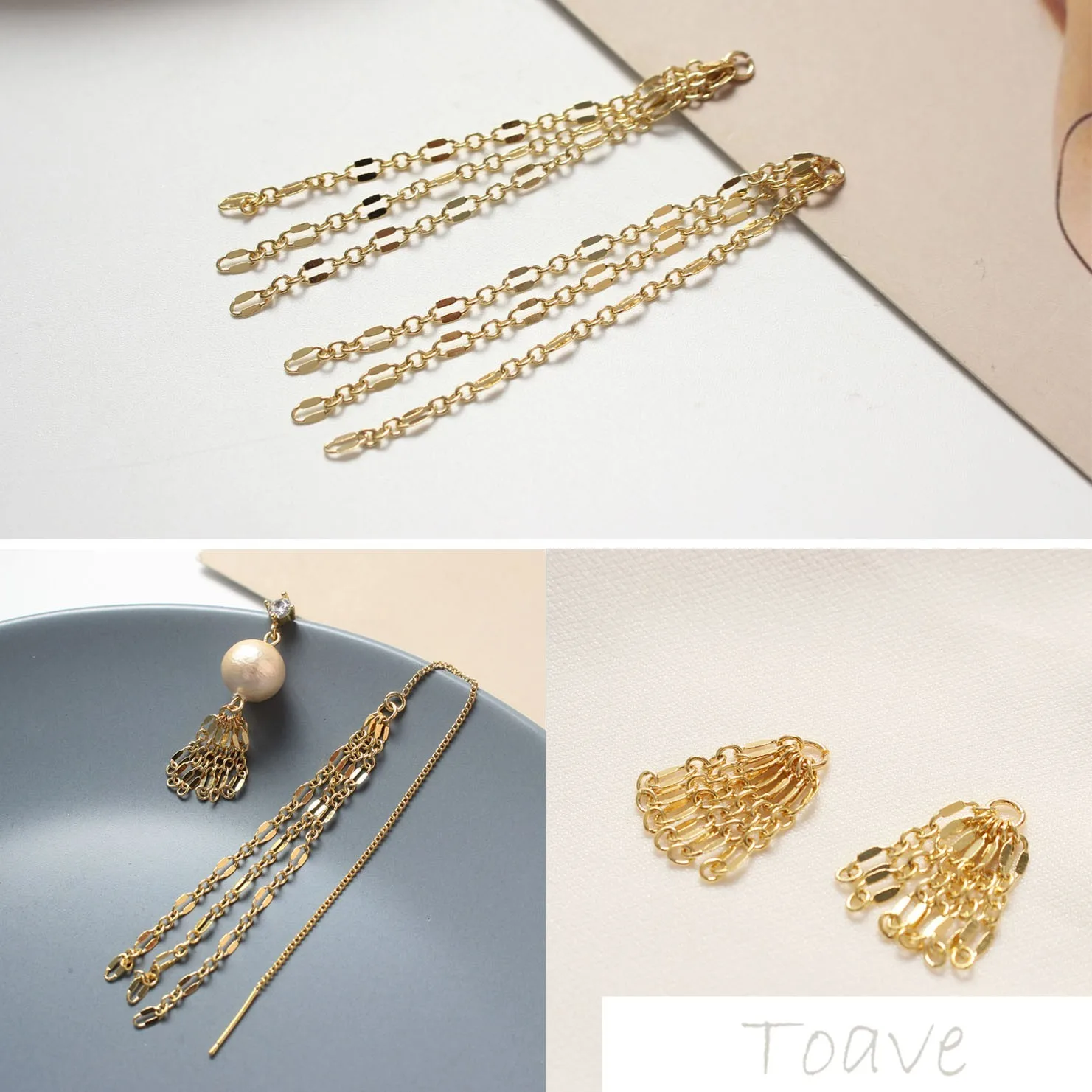 Baxter мигание цепь кисточкой покрытая медью 18K Настоящее золото ухо arteth материал