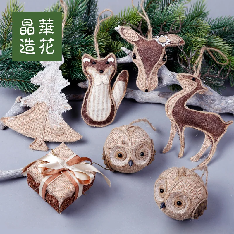 Льняная Рождественская Маленькая подвеска сделай сам олень сова лиса Подарочная