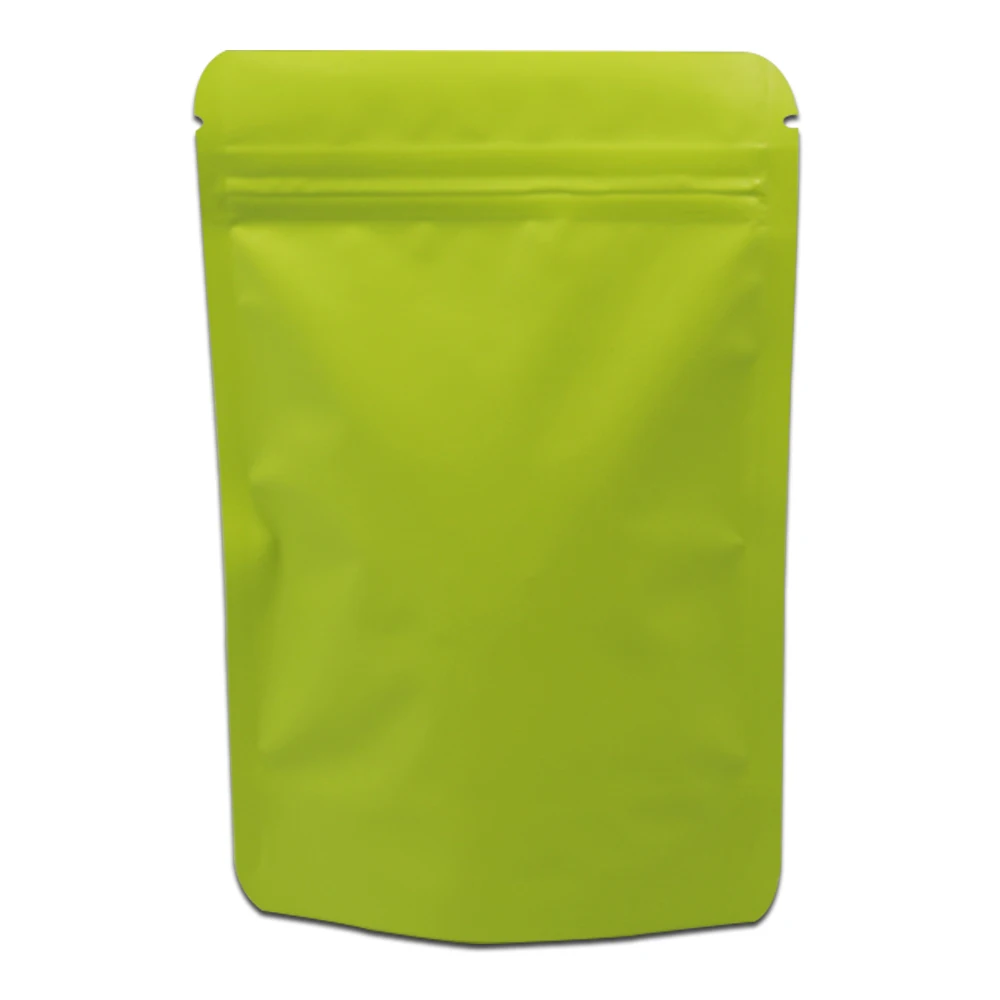 

100Pcs Stand Up Colored Matte Pure Aluminum Foil Zip Lock Bag Heat Seal Valve Doypack Mylar Coffee Powder Packaging Zip Bags