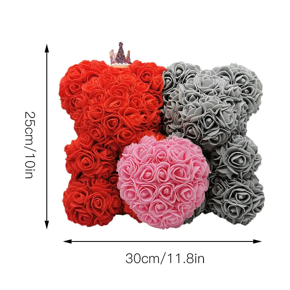 

2020 new 25-35cm two rose bear artificial flower Valentine's Day gift for girlfriend wife rose decoration wedding anniversary