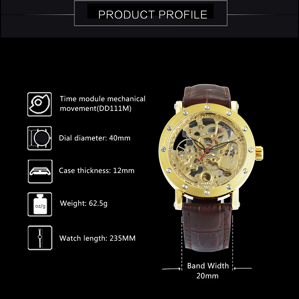 FORSINING Топ бренд Роскошные наручные часы для мужчин и женщин Авто Механический