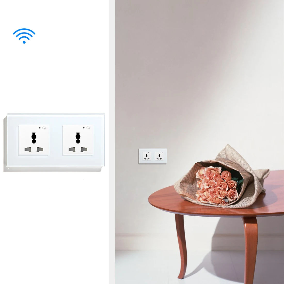 Розетка настенная многофункциональная черная/белая со стразами 13