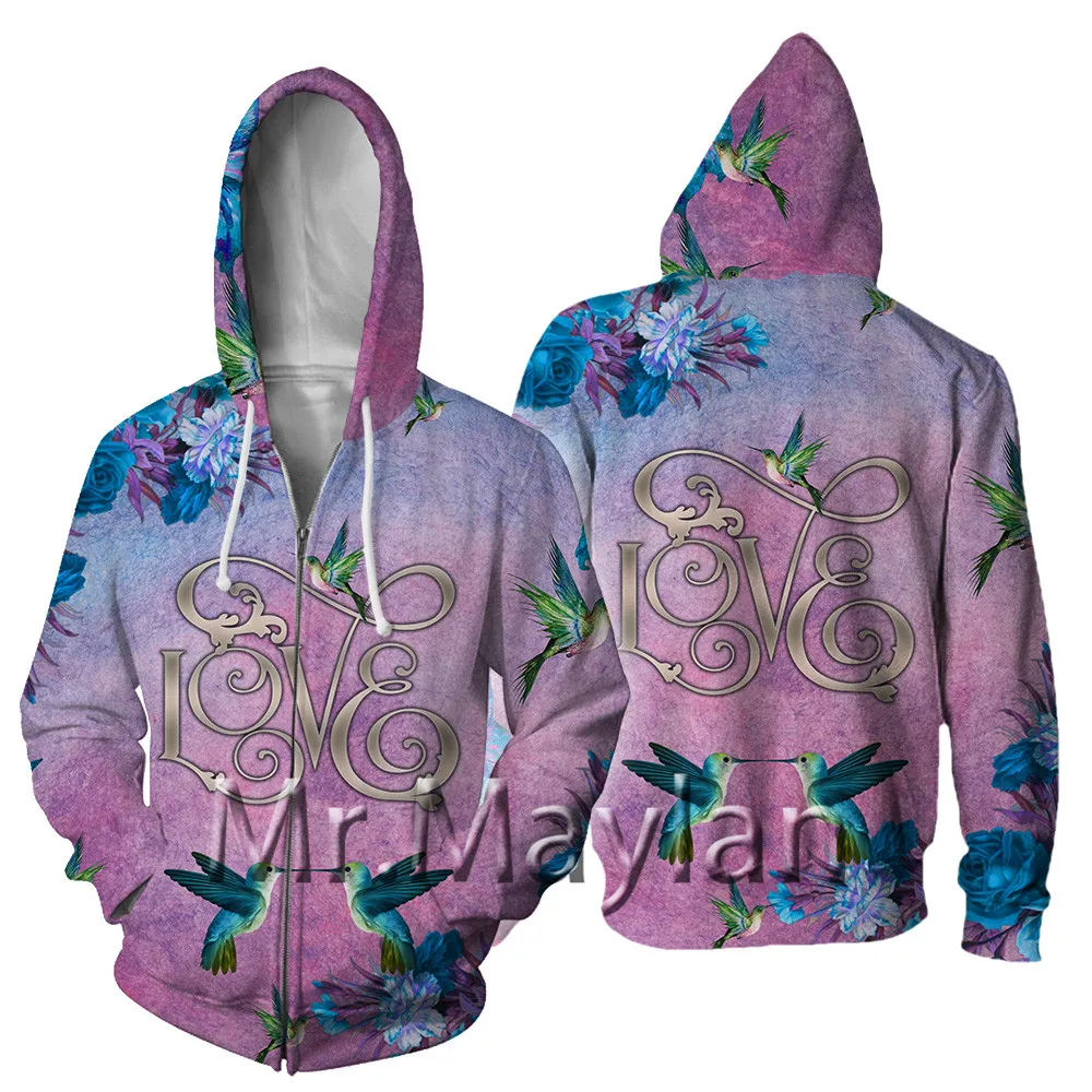 

Love Hummingbird 3D Full Printed Jacket Women/men Casual Streetwear Sweatshirts Unisex Autumn Coat Girls Clothes Tops 5XL XC831