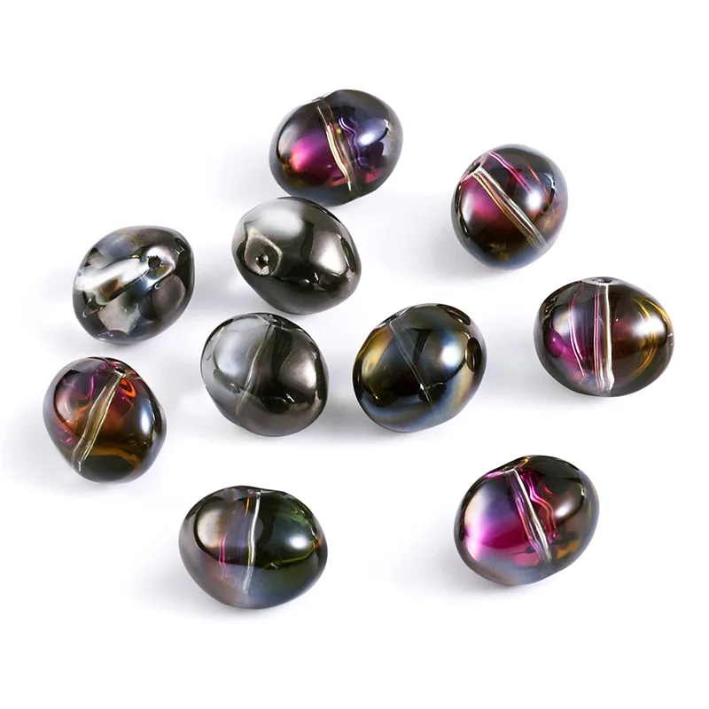 

PandaHall 10 pc 16mm Half Plated Crystal Glass Oval Loose Beads Black Plated for Jewelry Making DIY Findings Accessories