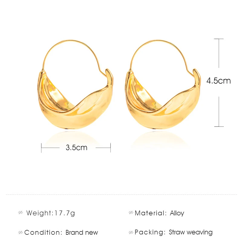 Creative Irregular Flower Basket Dangle Earrings for Women Gold Metal Stereoscopic Exaggerated Drop Dangler | Украшения и