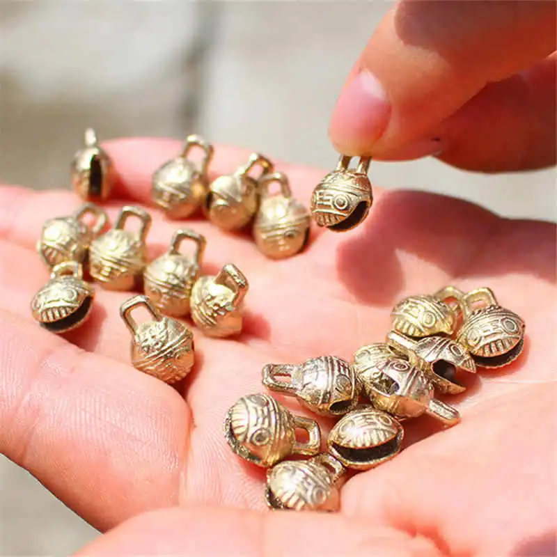 100 шт. золотые Латунные Колокольчики 10 мм голова тигра символы китайских
