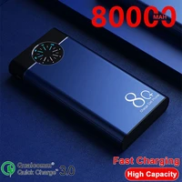 80000mah power bank portable mobilephone fast charging external battery with led light roulette display poverbank for smartphone