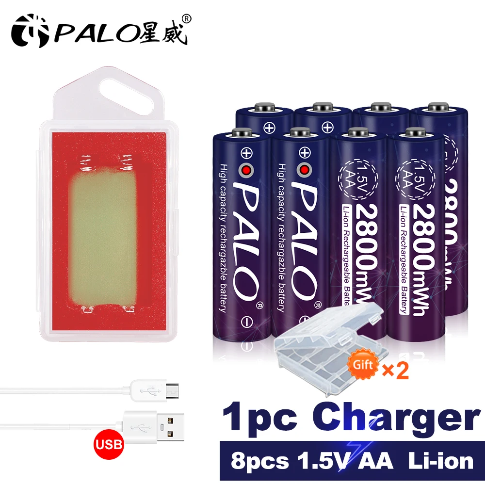 

PALO Stable Volatge 1,5 v AA Аккумуляторная батарея 2800mWh литий-ионная литиевая батарея AA 1,5 v AA аккумуляторная батарея