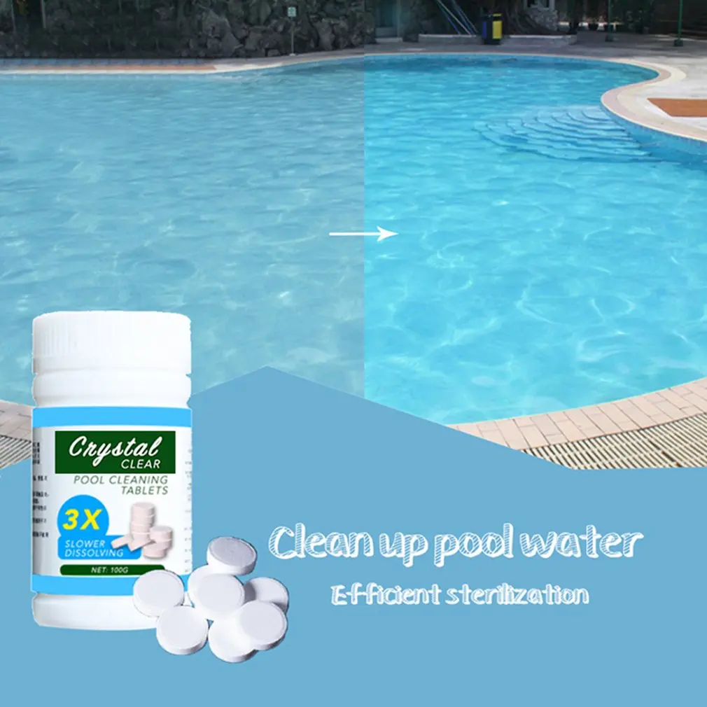 

100 Pcs Pool Cleaning Tablets Disinfection Pills Chlorine Pills Instant Effervescent Pipes Water Cleaning Disinfection