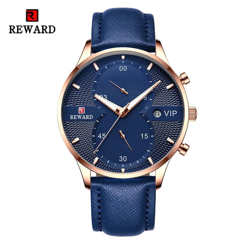 

Reward New Men's Watch Fashion Design Sport Quartz Clock Men Watches Brand Business Luxury Leather Waterproof Wristwatch