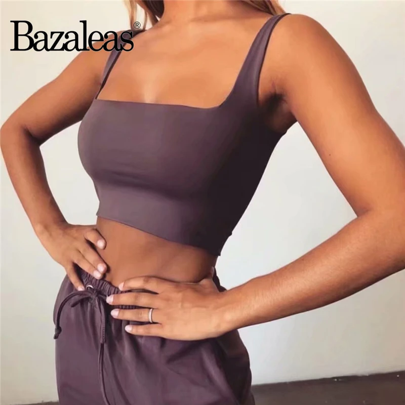 Модная женская майка Bazaleas пикантная Спортивная коричневая Женская облегающий