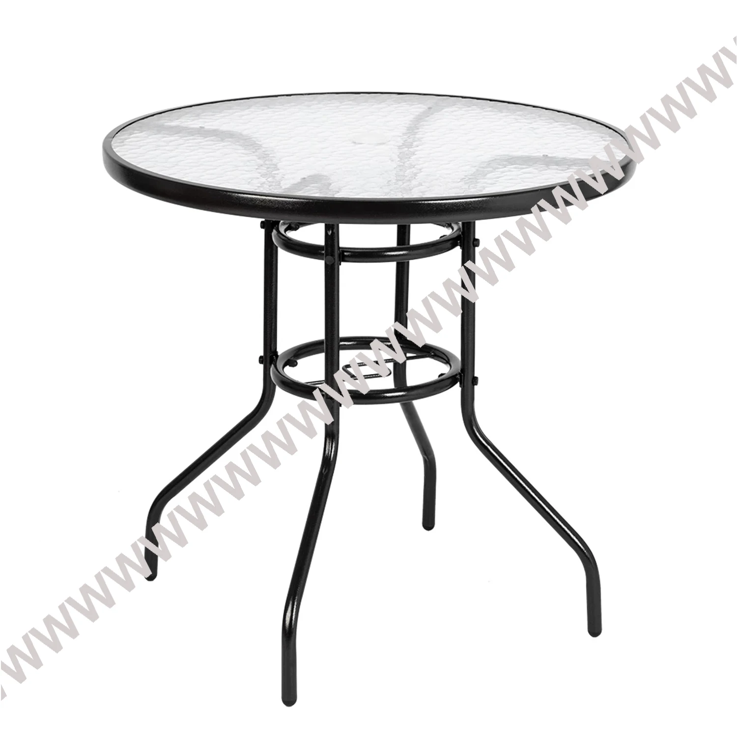 Стол для бистро со стеклянной столешницей и зонтичным отверстием Круглый