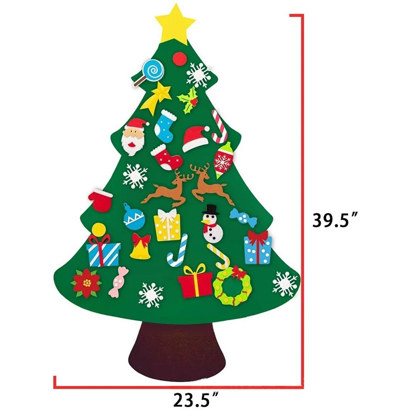 Рождественская гирлянда детская ручной работы, трехмерное дерево из фетра с подвесками.