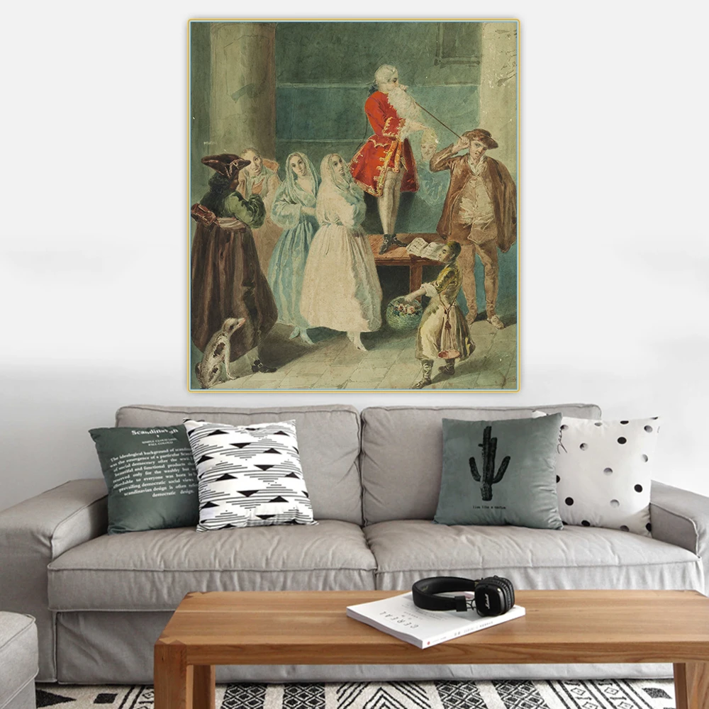 

Citon Eugene de Blaas《Italian Comedians》Canvas Art Oil Painting Artwork Picture Wall Hanging Decor Home Living Room Decoration