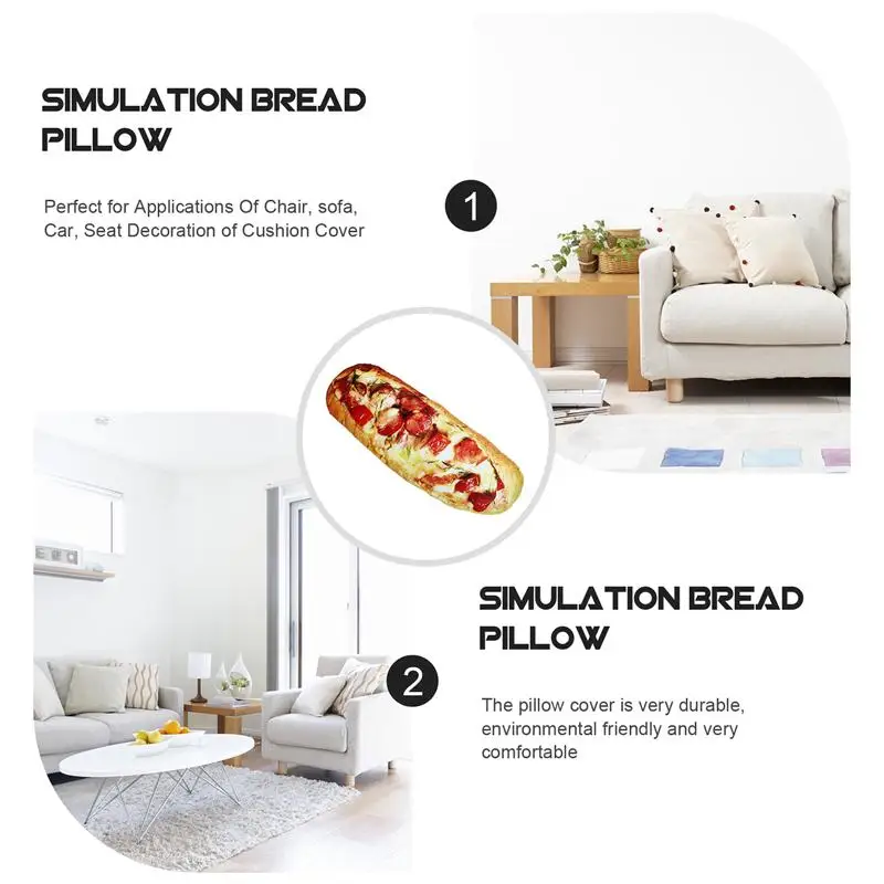 

1Pc 3D Simulation Bread Shape Pillow Funny Toy Pillow Soft Lumbar Back Cushion