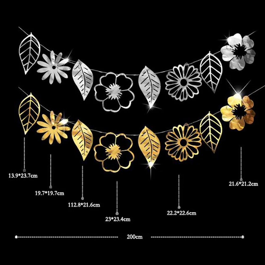 8 шт./компл. Золотой искусственный цветок растение с днем рождения баннер набор