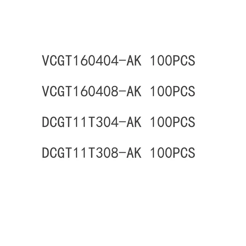

DCGT11T304 100PCS DCGT11T308 100PCS VCGT160408 100PCS VCGT160404 100PCS