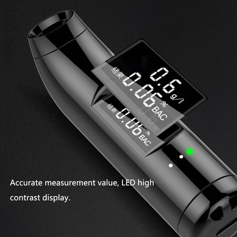 

High Accurancy Breathalyzer Digital LED Display Alcohol Tester Breath Analyzer Professional USB Rechargeable Alcohol Detection