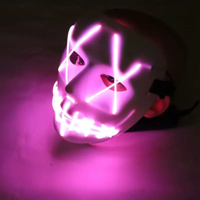 Новинка 2021 светодиодная светящаяся маска клоуна для Хэллоуина желтая фиолетовая