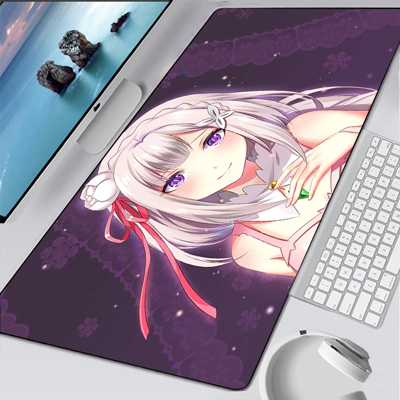 

Re Zero Anime Girl Large Gaming Mouse Pad Lock Edge Mouse Mat Keyboard Pad Desk Mat Table Mat Gamer Mousepad for CSGO DOTA Manga