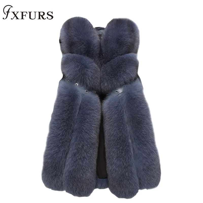 2020 Новые жилеты из натурального Лисьего меха длинные лисьего зимние натуральной