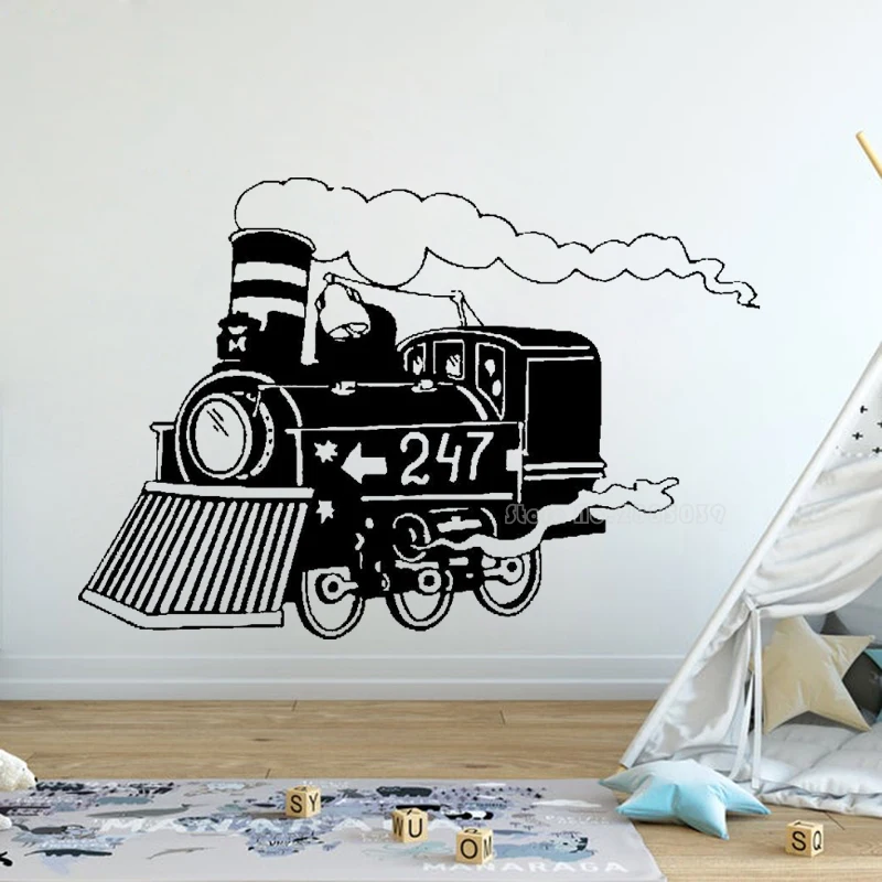

Train Silhouette Wall Decals Vinyl Wall Stickers Train Locomotive Boy Bedroom Interior Art Murals Nursery Home Decoration LL2769