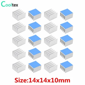 20 шт., радиатор из алюминия 14х14х10 мм, кулер для охлаждения Raspberry pi, электронный чип IC с теплопроводящей лентой