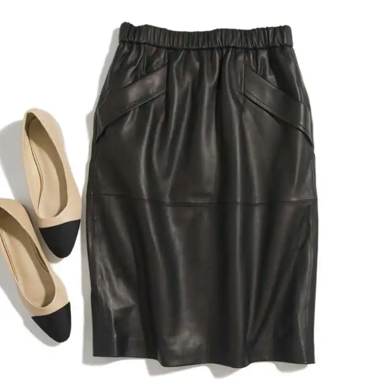 

Skirt Long Women 100% Natural Genuine Sheep Leather 2021 Fashion Natural Genuine Sheep Leather Skirt